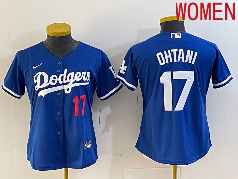 Women Los Angeles Dodgers 17 Ohtani Blue Nike Game MLB Jersey style 2